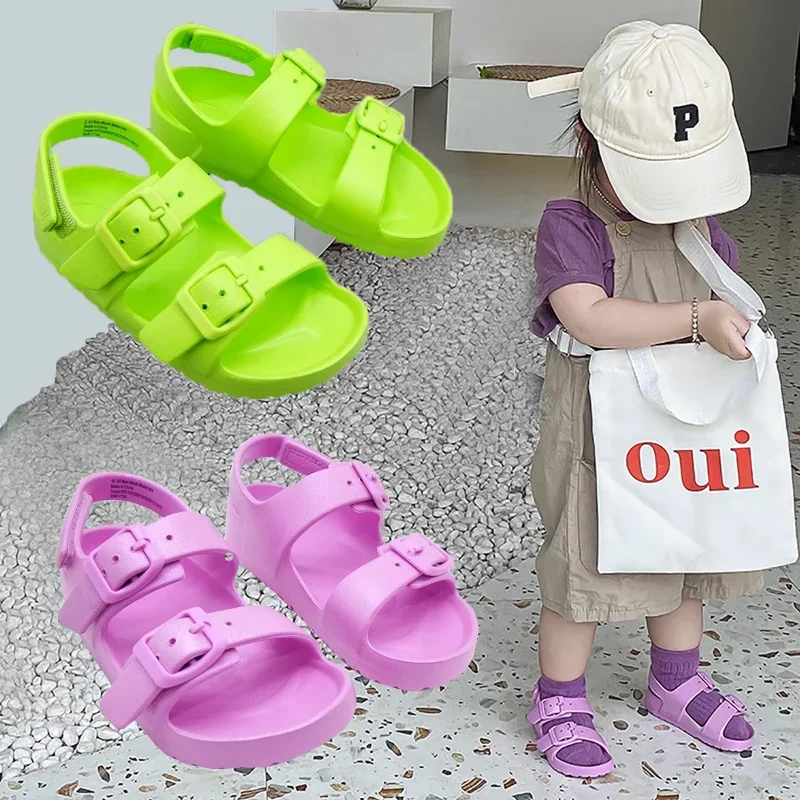 Children's Summer Sandals Lightweight Anti slip EVA Toddler Sandals Baby Beach Children's 2024 New Open Toe shoes for kids