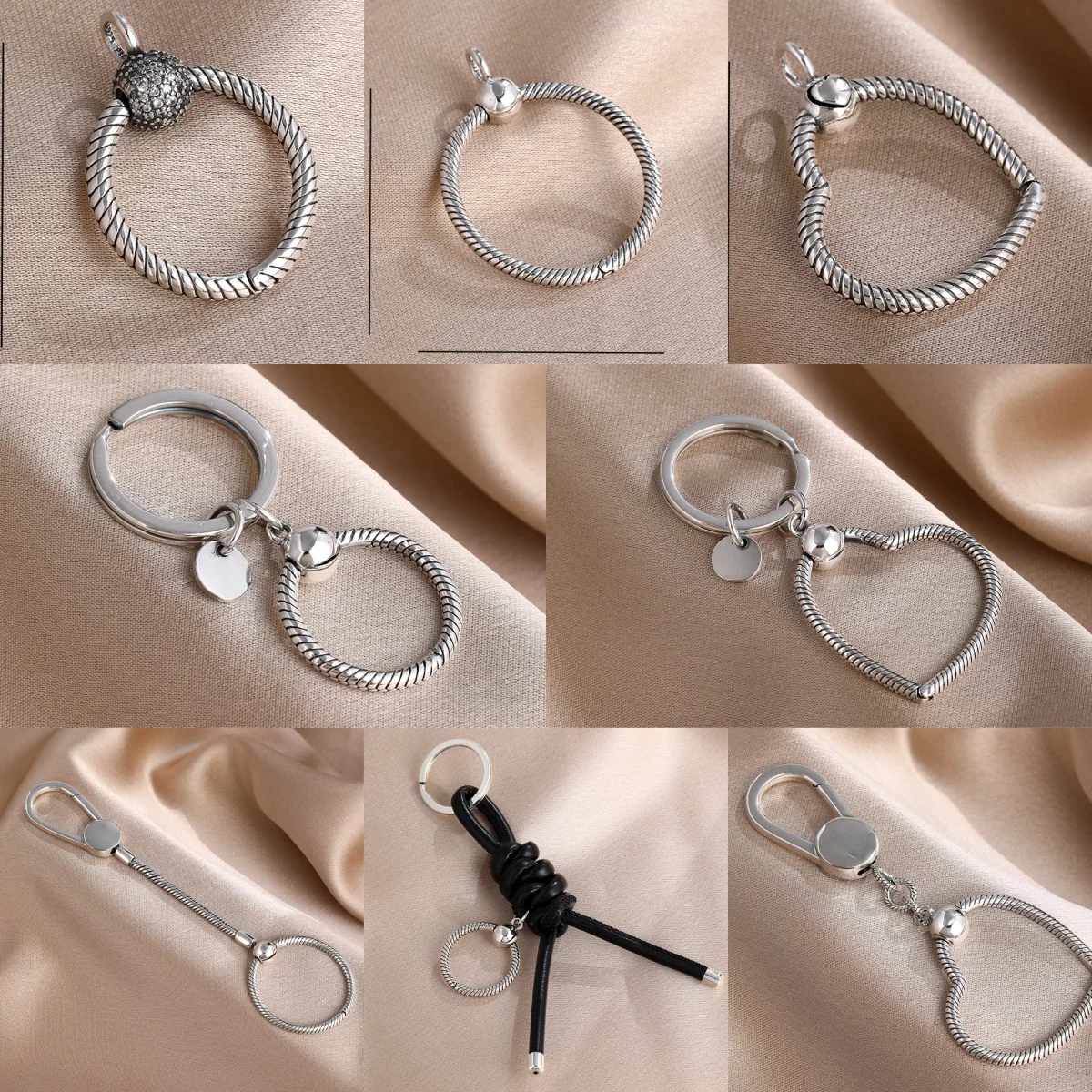 2026 Hot Selling Keychain Pendant Charm Bead 925 Silver Keychain Suitable for European Women's Jewelry Accessories