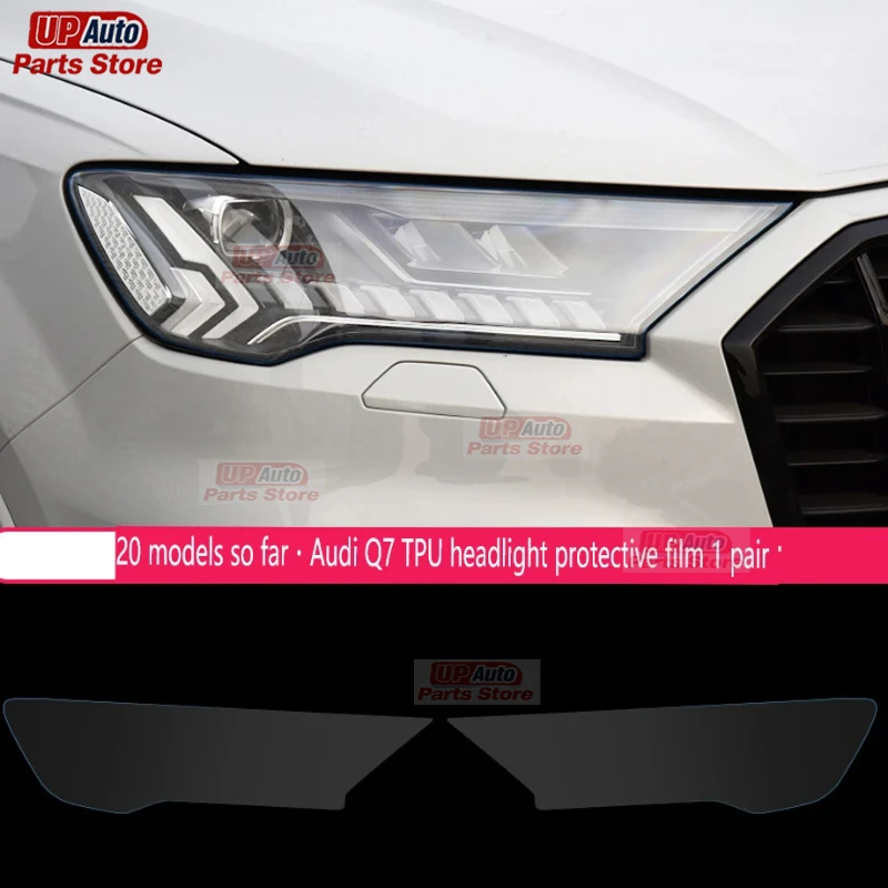 

2 Pcs Car Headlight Protective Film Headlamp Restoration Transparent Black TPU Sticker for Audi Q7 2020-2024 Accessories