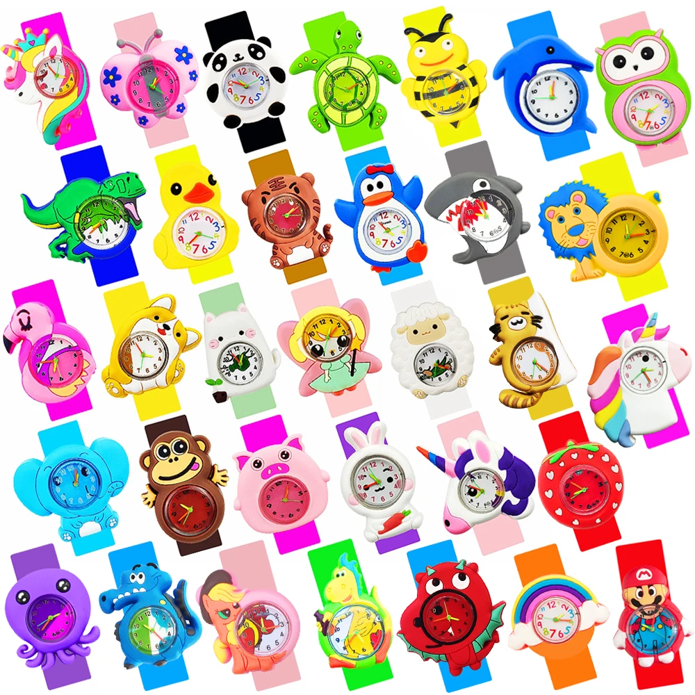 Baby Watch 3D Cartoon Kids Birthday Gift 2-15 Years Old Girl Boy Children Study Time Toy Watch Clock Free Spare Battery