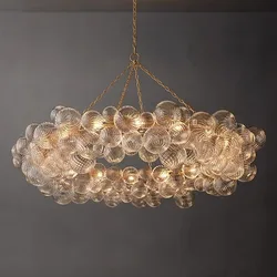 2026 Trendy Glass Bubble Art Gold Chrome LED Ceiling Chandeliers Lighting Lustre Suspension Luminaire Lampen For Living Room