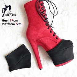 Black Suede High Heels Durable Shoes Cover 15cm 17cm 20cm 26cm Super Pole Dancing Boots Sandals Training Shoes Protector Cover