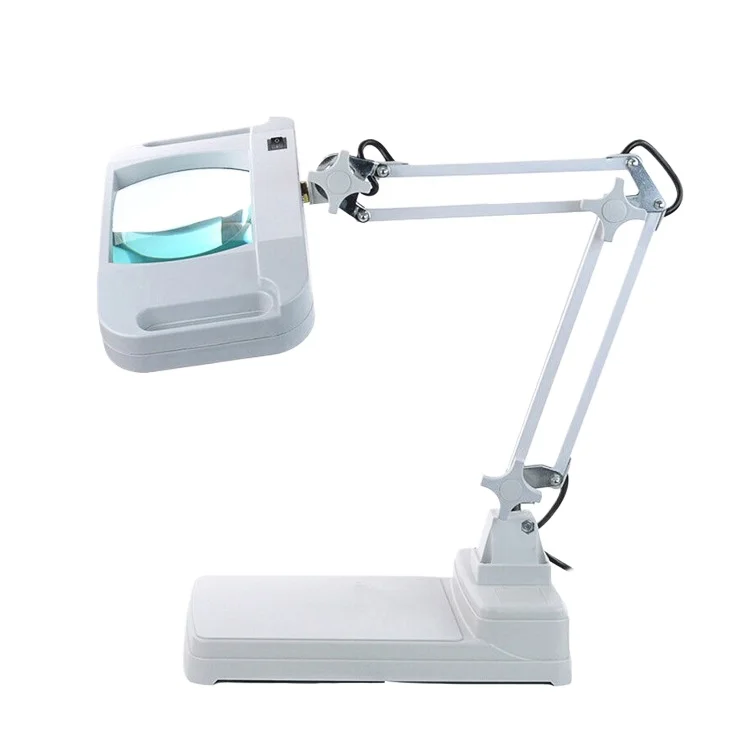 Square Table Lighted Magnifier HD Lens Folding Welding Inspection Table Desktop Bracket Lifting Repair LED Light