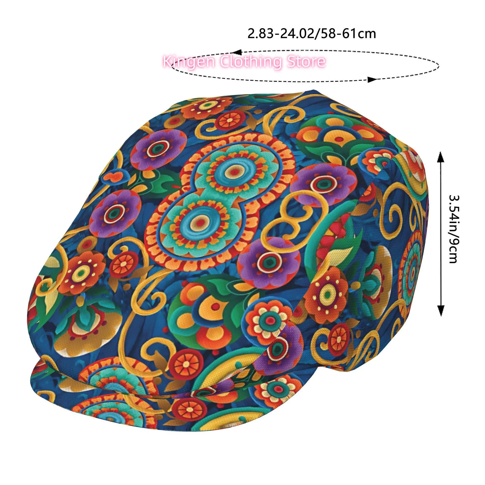 Blooming And Brocade Blues Men And Women Adjustable Flat Cap Newsboy Beret Ivy Cap Irish Cabbie Fishing Hats Forward Cap Gatsby