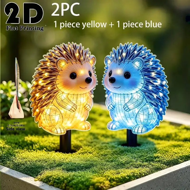 2/3Pcs 2D Hedgehog Solar Powered Stake Light Waterproof For Lawn Patio Yard Outdoor Garden Decoration Supply For Daily Use