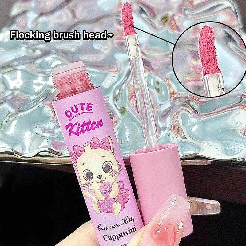 Mousse à prova d'água cappuvini brilho labial suave fácil de usar veludo pêssego rosa lama labial nude batom líquido duradouro maquiagem cosméticos