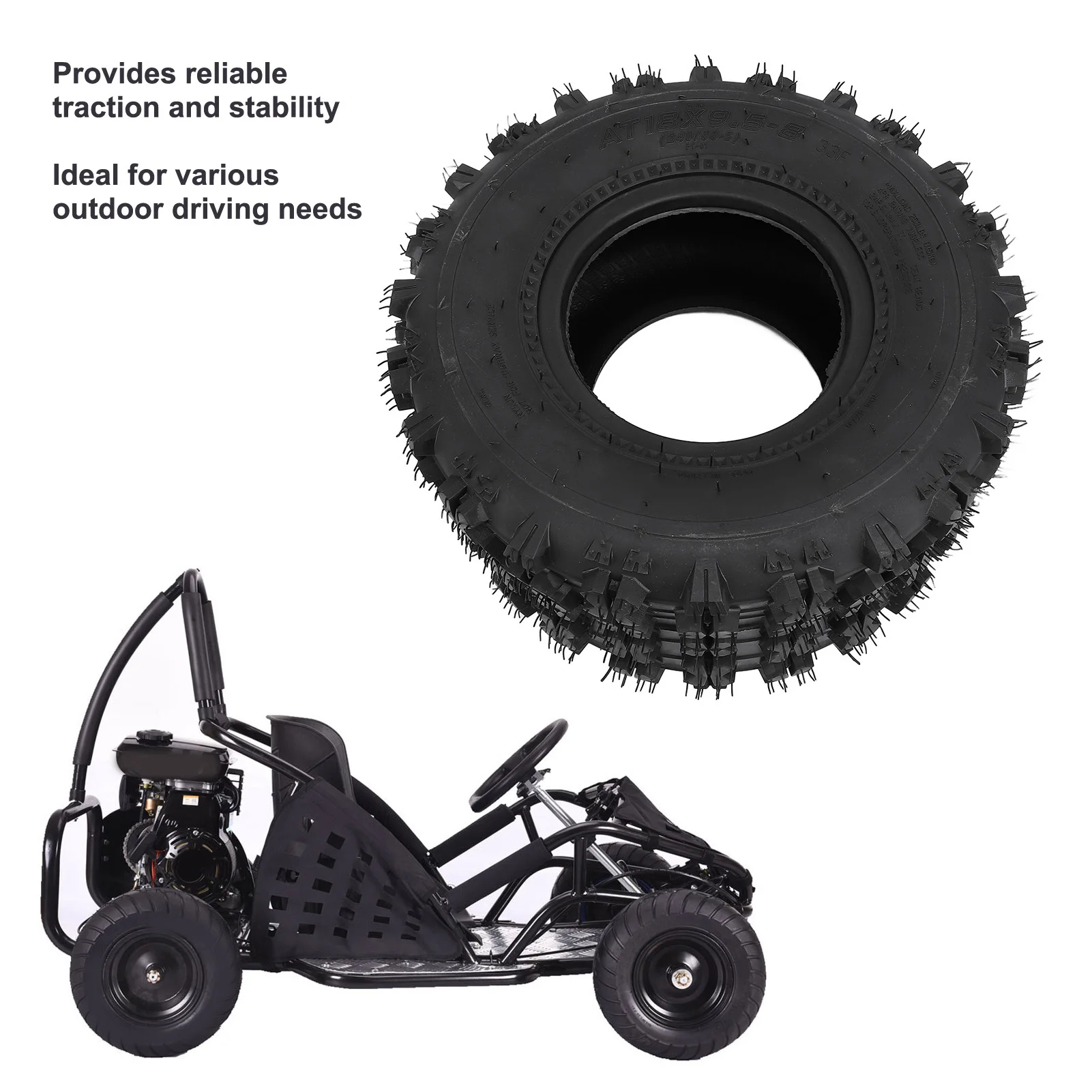 ATV Tubeless Tire Enhanced Stability 18x9.50‑8 Mower Tire Sturdy Strong Grip Long Lasting for UTV Go Kart  Cart Lawn Mower