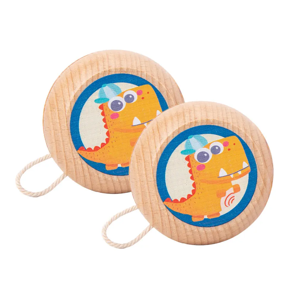 

2pcs Wooden Yo-Yo Animal Pattern Kids Educational Plaything For Wrist Strength Exercise Durable Eco-Friendly Gift Portable Small