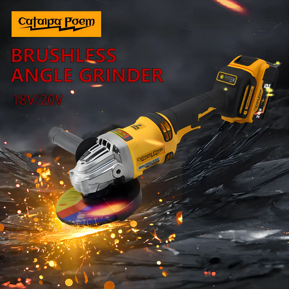 Catalpa Poem ZS414 100 /125/ 150MM Brushless Electric Angle Grinder 4-speed DIY Portable polisher machine Fit DEWALT 20V Battery