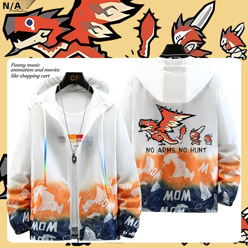 Monster  Anime Game Men's Summer Lightweight Jaet Q Version Fire Dragon Design Ultra Thin Outerwear Sun Protection