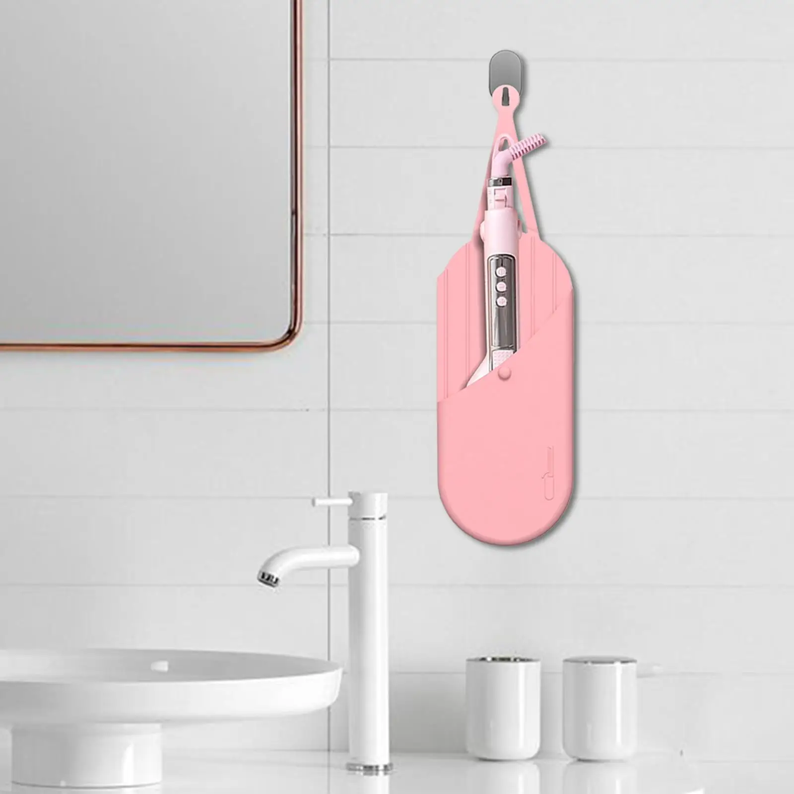 Hair Straightener Silicone Heat Resistant Holder Mat Pouch 2 in 1 Organizer Easy Clean for Mini Cordless Curling Use