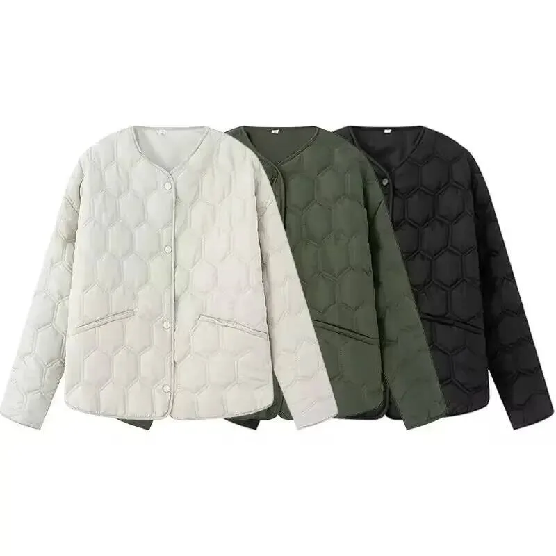 

Spring New Arrival Loose Fit Long Sleeve Cotton Jacket Quilted Versatile Outerwear Comfortable Breathable Lightweight Women's Co