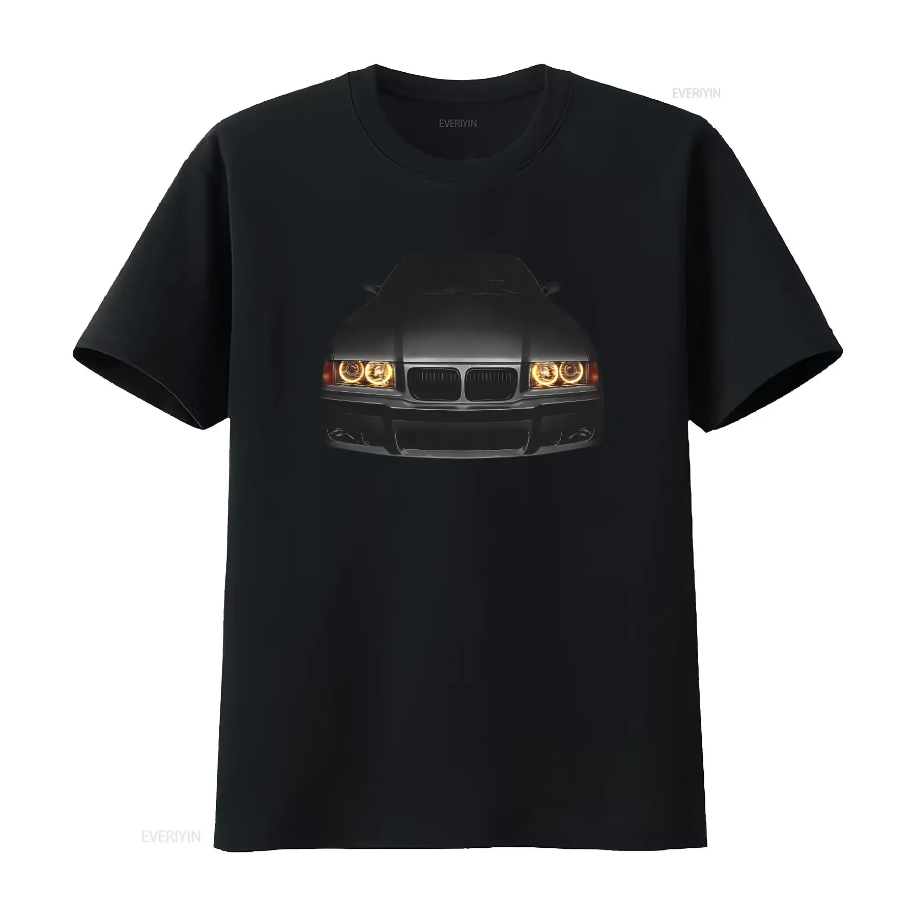 Beemer E36 320 T Shirt with Glowing Headlights Black Bimmer Angel Eyes Design for Holiday Christmas Birthday vintage Washed