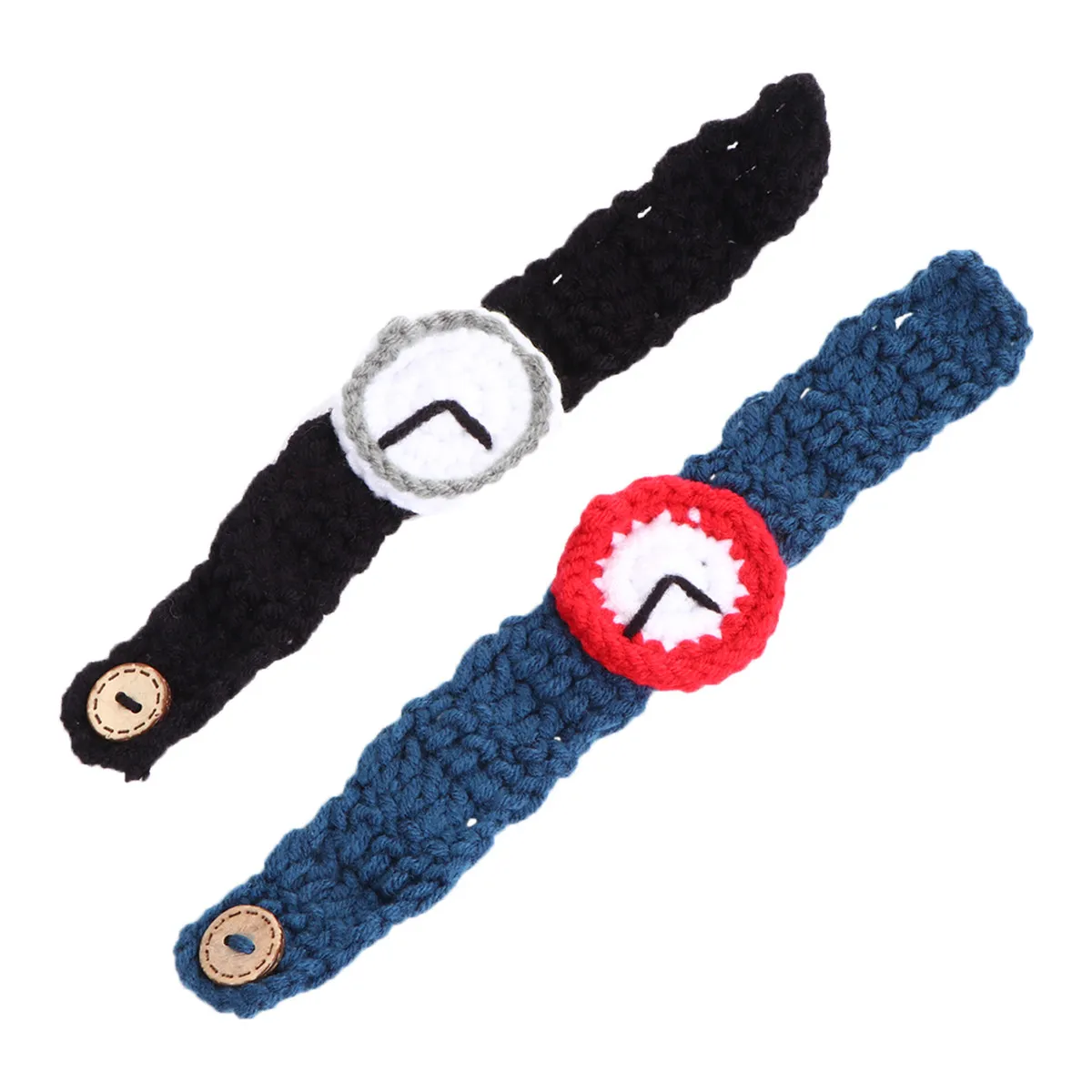 

2Pcs Couple Bracelet Knitting Wristwatches Knitted Funny Simulation Design Blue Black Gifts for Students Lovers Kids Festival
