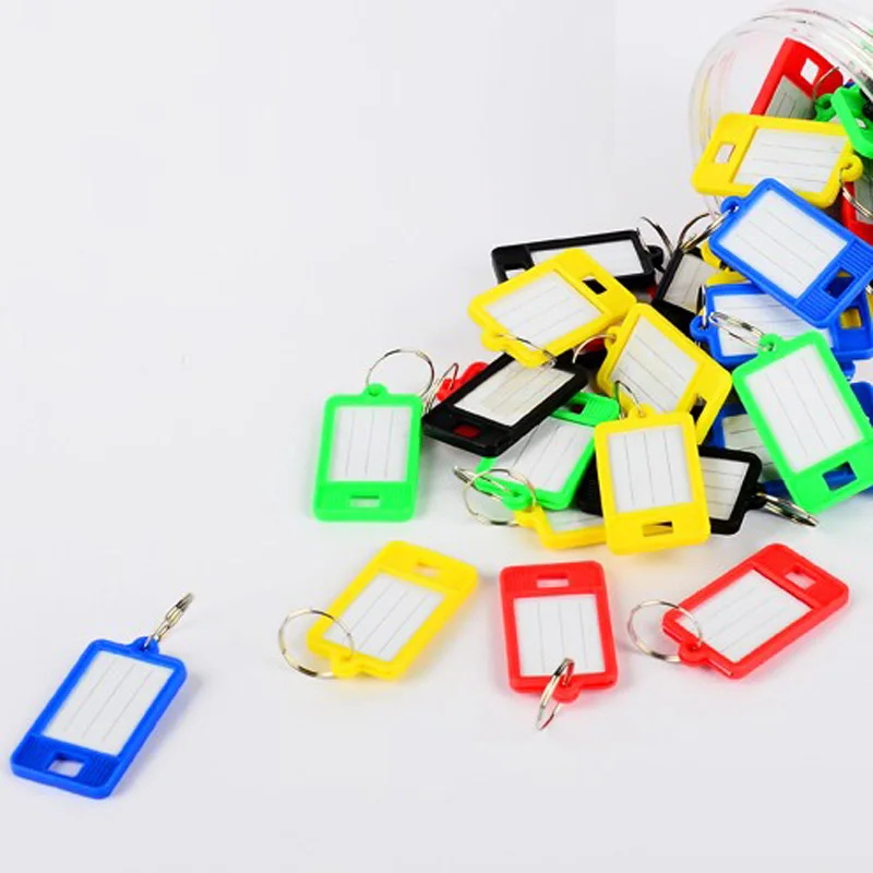 50 Pcs Plastic ID Key Tags Labels Key Chains With Split Ring Numbered Name Baggage Luggage Tags Key Rings School Office Supply