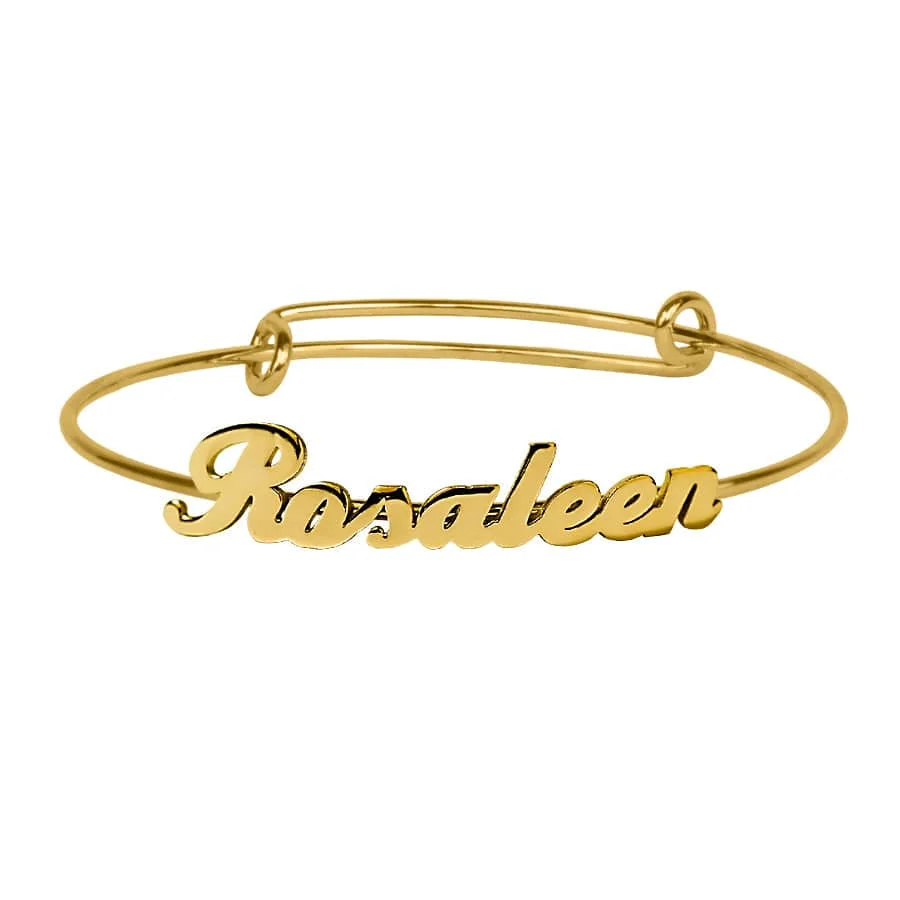 

Stainless Steel Women's Personalized Custom Welded Name Adjustable Bracelet 18K Gold Plated Jewelry Best Christmas Women Present