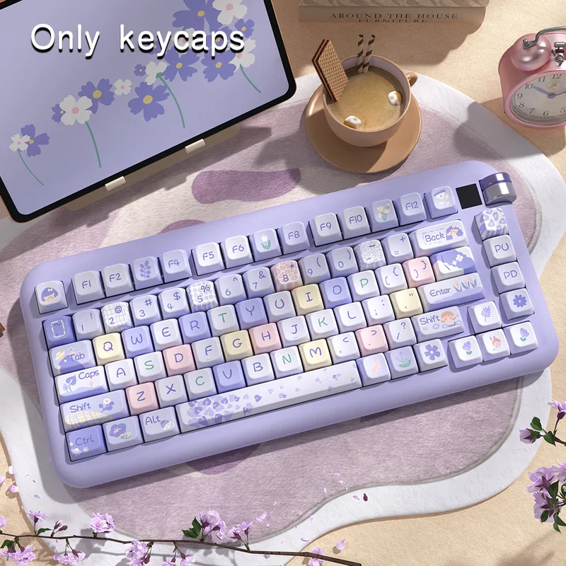 Flower Girl Original Keycap Mda Height Personalized Customization Adaptation Pbt Thermal Sublimation Mechanical Keyboard Cap