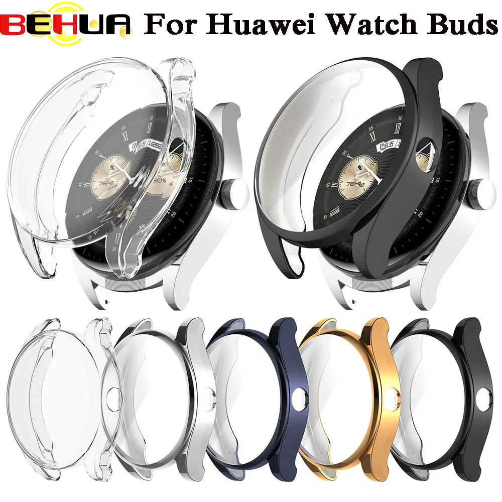 BEHUA TPU Protection Case Shockproof Cover For Huawei Watch Buds Smartwatch Shell Plating Case Protective Screen Accessories