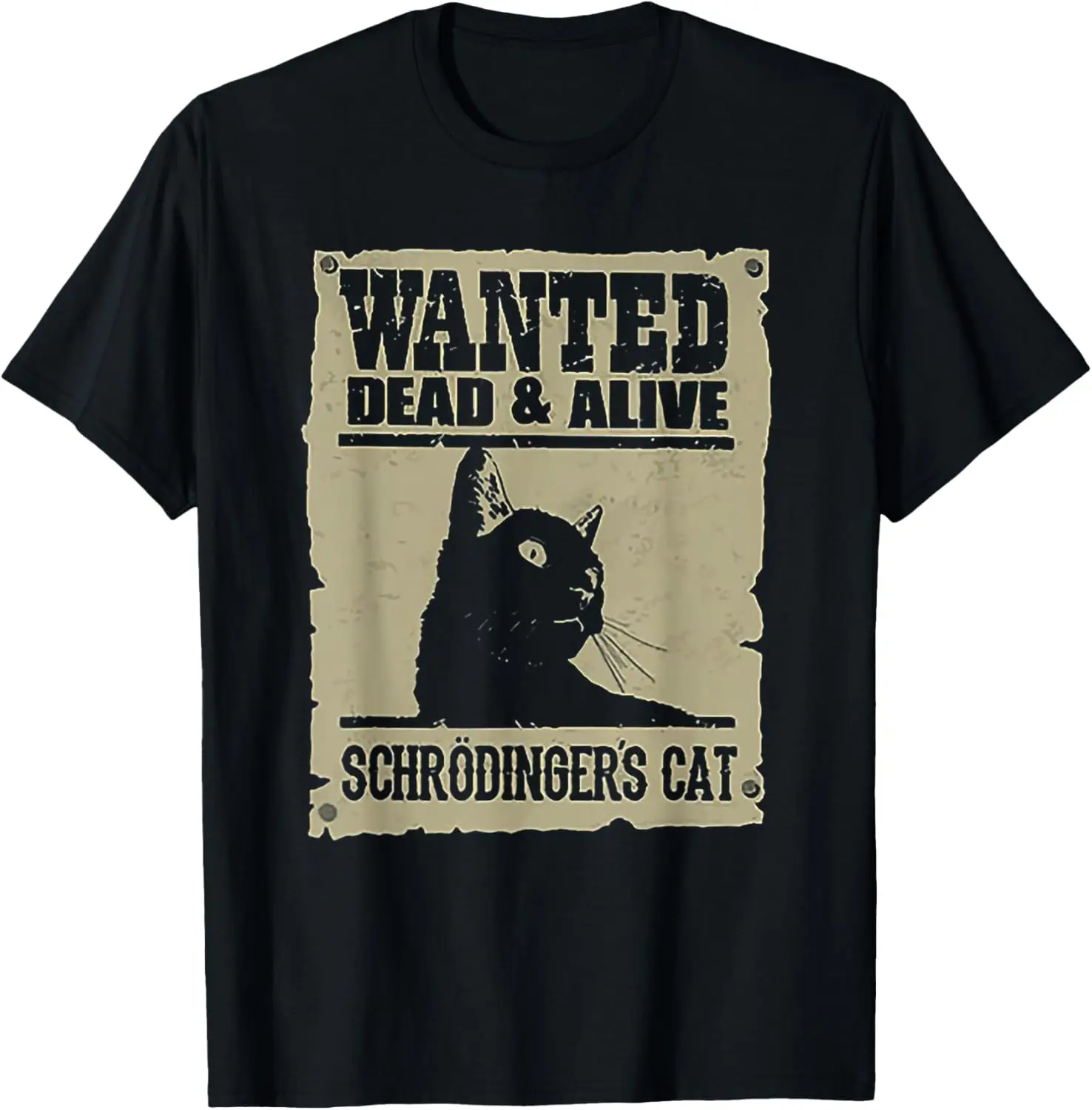 Wanted Dead And Alive Schrodinger's Cat T-Shirt 100% Cotton Trendy Y2K Short-Sleeve Tee – Soft, Quick-Drying, All Occasion Casual  Suitable For Concert Party Hanging Out Sightseeing Trip