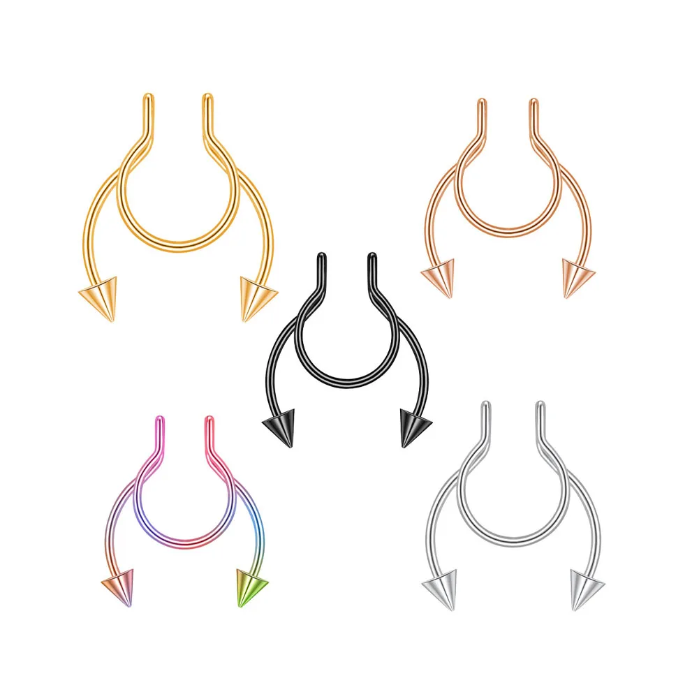 U شكل وهمية الحاجز الأنف هوب خواتم الفولاذ المقاوم للصدأ فو الشفاه الأذن غير ثقب كليب على الأنف هوب خواتم ثقب الجسم