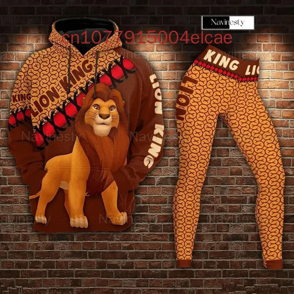 

Женская толстовка и леггинсы Disney The Lion King 3D, штаны для йоги, спортивные штаны, модный спортивный костюм, комплект