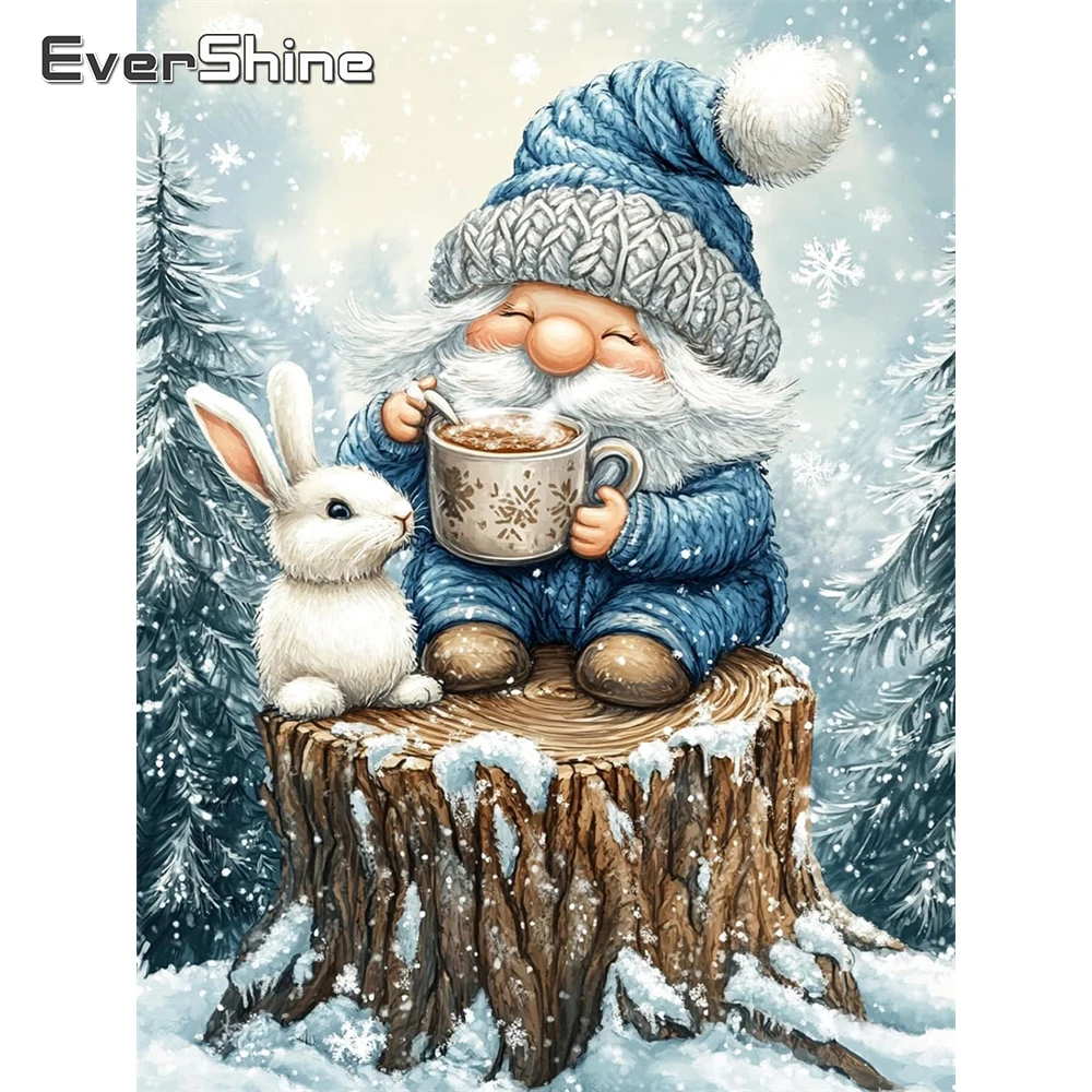 Evershine Diamant Malerei Zwerg Porträt Acryl Handwerk Liefert Charakter Stickerei Winter Mosaik DIY Kaninchen Weihnachtsgeschenke