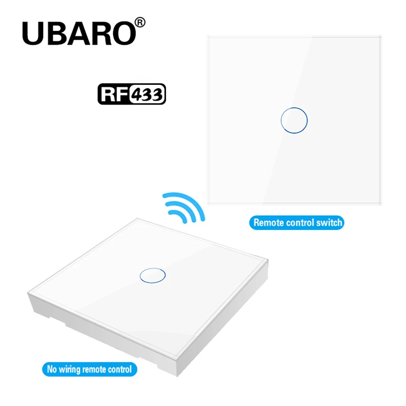 UBARO EU\\UK 433RF Wireless Remote Control Touch Switch Luxury Crystal Glass Panel Wall Light Sensor Touch Button 100-240Vac