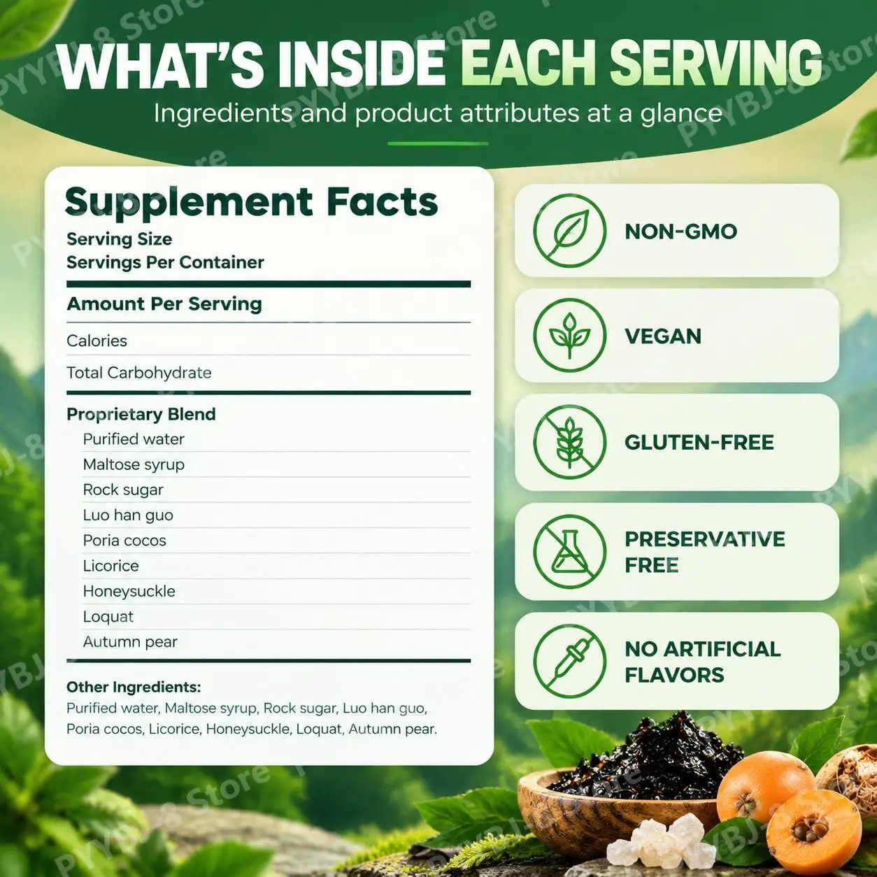 Docteat Himalayan Shilajit Dietary Paste Liquid Honeysuckle Loquat and Autumn Pear Memory and Clearer Thinking Support 25g