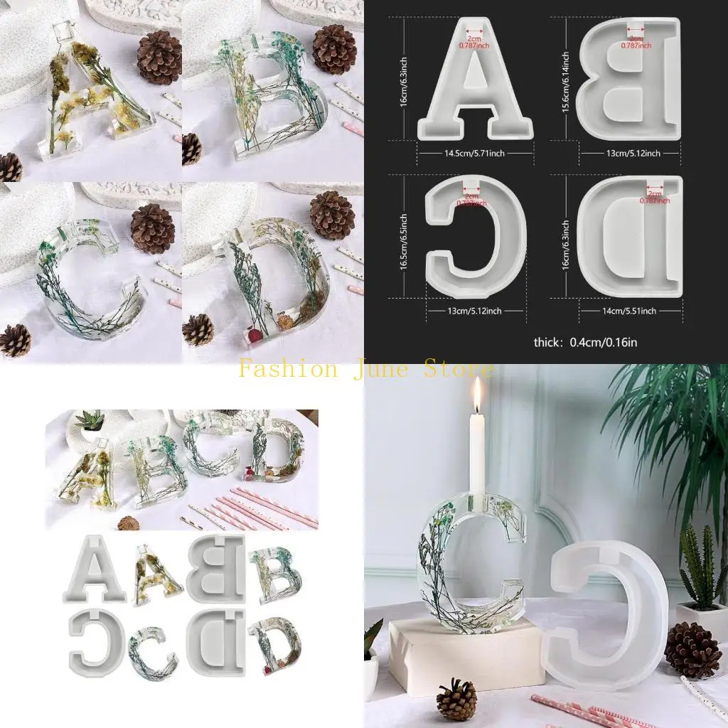 

N5KA Set of 4 Elegant Silicone Holder Molds For DIY Letter Creations