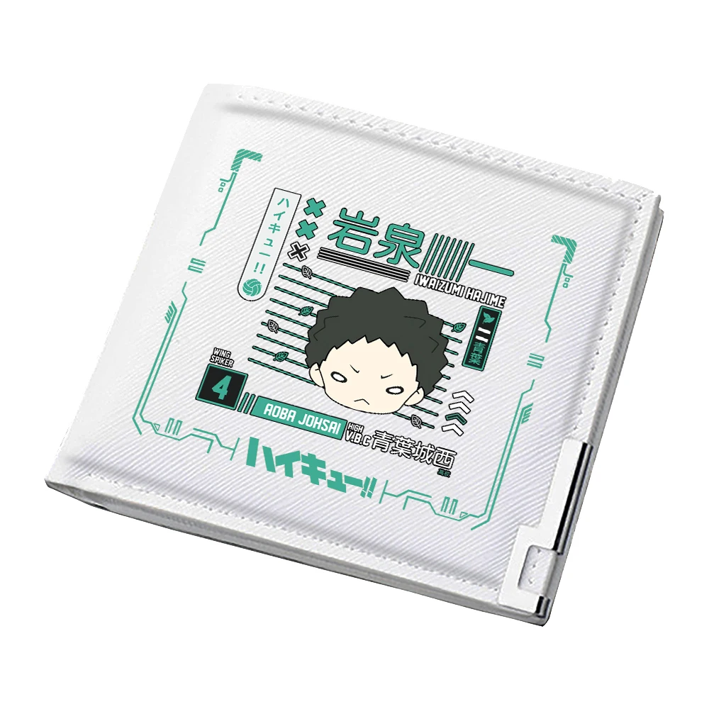 هايكيو!! Karasuno VBC أنيمي قصيرة محفظة بولي Cartoon الجلود الكرتون المحافظ الأبيض حاملي بطاقات الهوية للجنسين المال حقيبة الفتيات حقيبة صغيرة مخلب #4