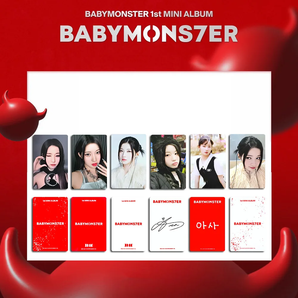 6Pcs/Set BABY MONSTER Lomo Cards Babymons7e HD Print Photo Cards ASA RUKA PHARITA AHYEON RAMI RORA CHIQUITA Fans Gifts