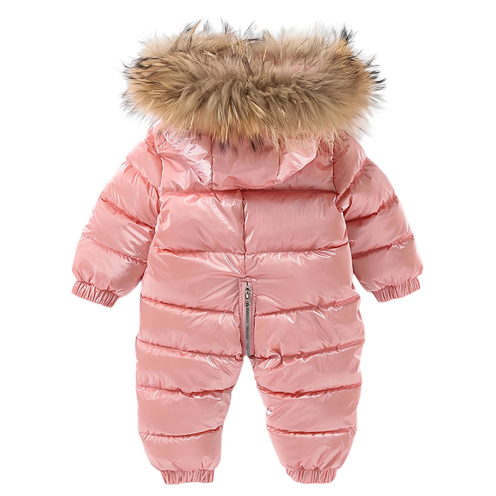 Baby Waterproof Snowsuits -30 Degrees Toddler Children\'s Winter Overalls Infant Girls Down Jacket Boys Fur Hooded Jumpsuit 1-3T