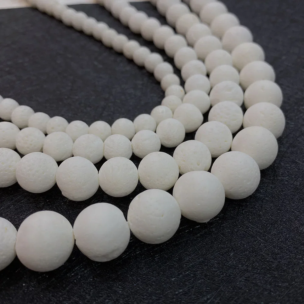 Natural Sponge White Coral Hand Carved Round Beads DIY Fashion Necklace Charm Bracelet Earrings Bulk Wholesale Size 6-20mm