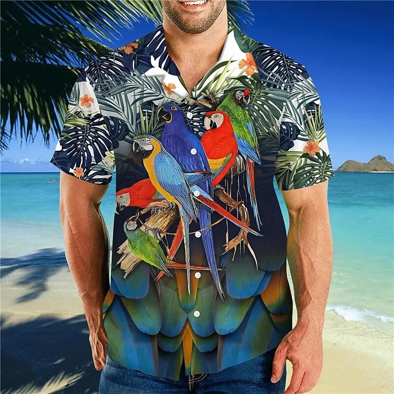 

Men's Shirt with Cartoon Pattern 3D Digital Printing Short Sleeve Collar Buttoned Shirt - Suitable for Summer Vacation Wear Cool