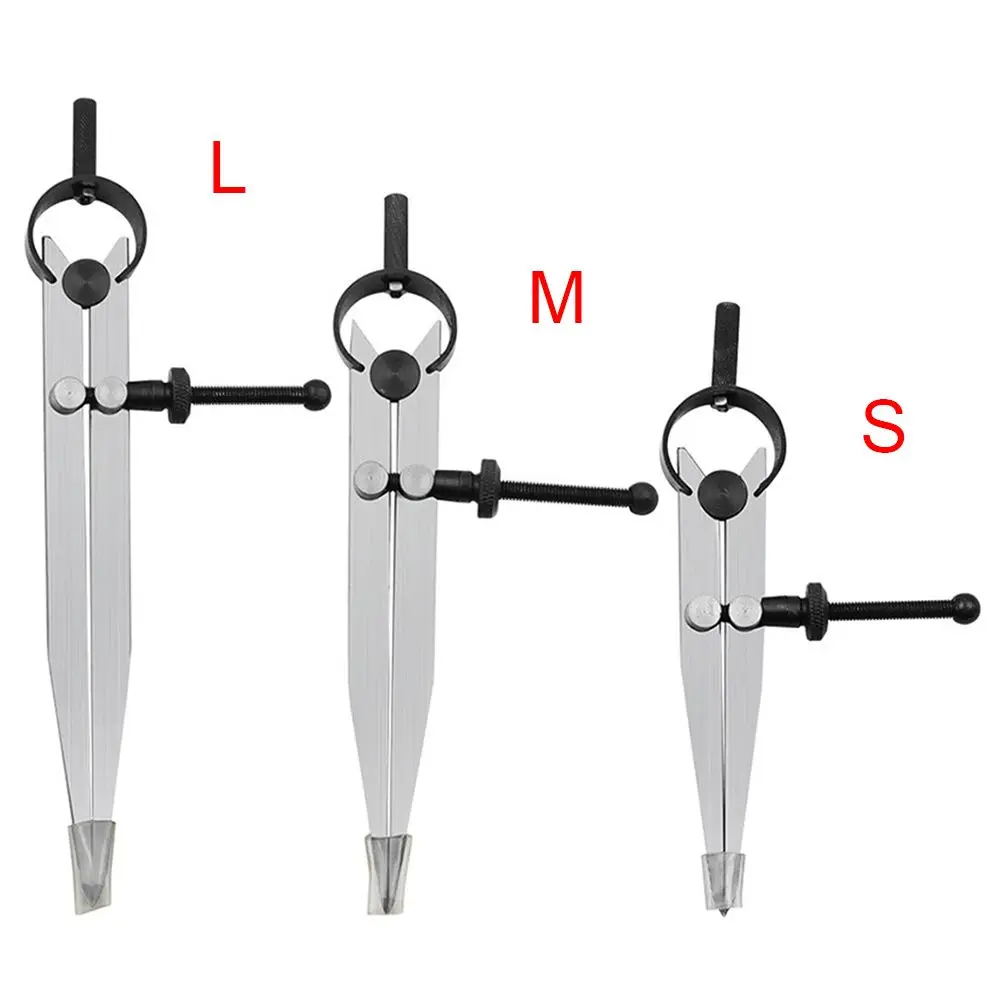 Edge Creaser Strumento artigianale in pelle con serratura S/M/L Bussola Misuratore di spaziatura Divisore ad ala in acciaio per tracciatore