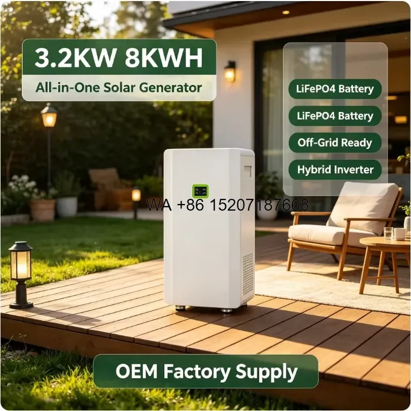 Wmwmnu for 3.2KW 8KWH All in One Solar Energy Storage Hybrid Inverter LiFePO4 Battery Home Off Grid Power Solution