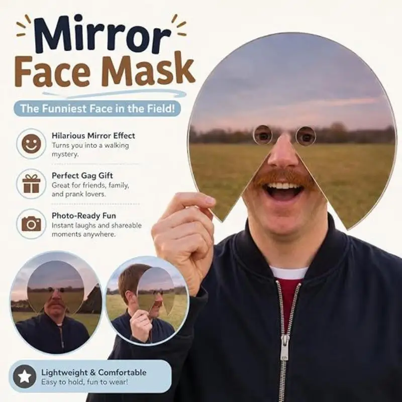 Mirror Face Mask Cool Reflective Mirror Effect Lightweight Portable for Music Festival Party Costume Accessories