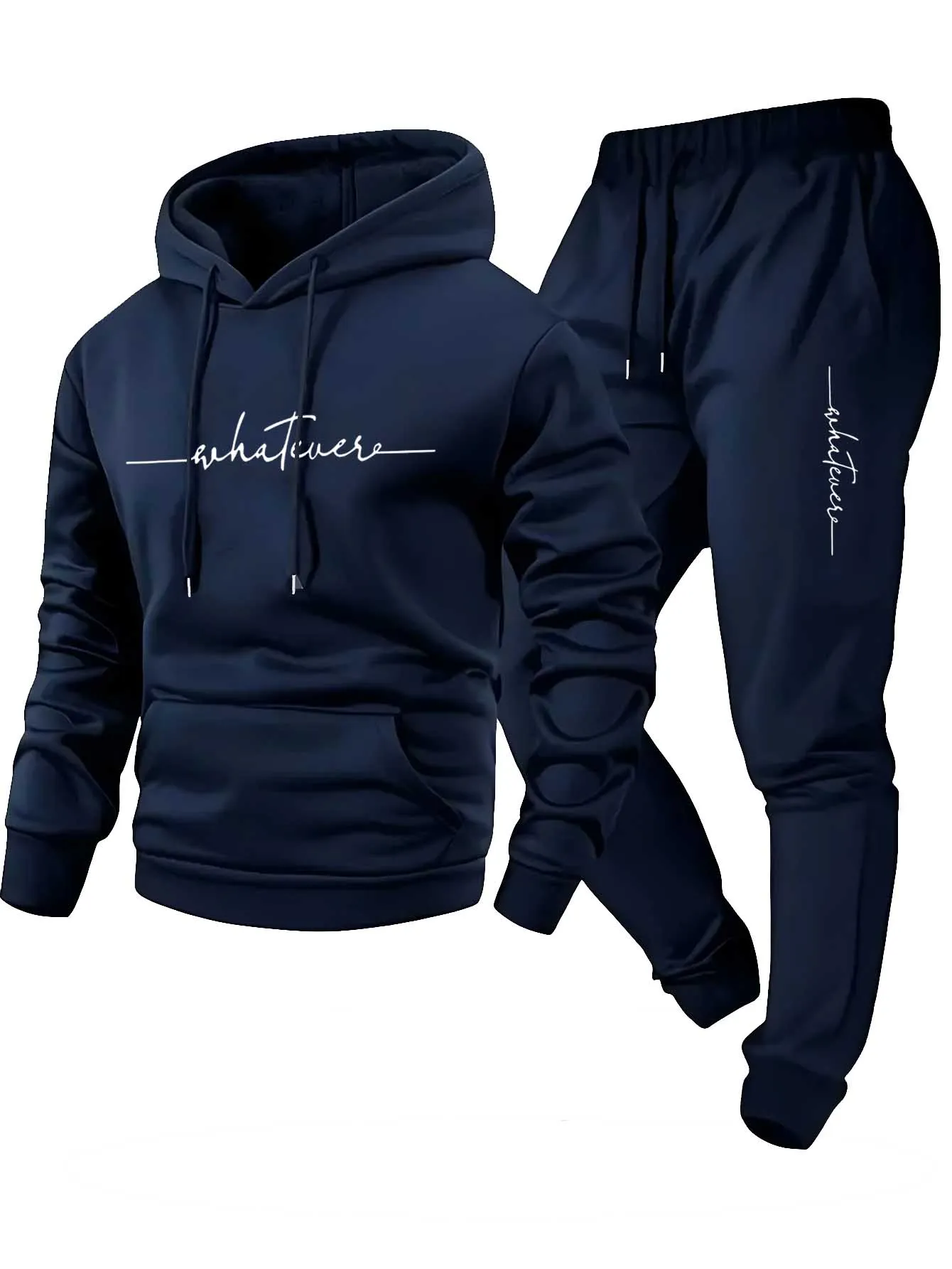 2026 Men 2 Piece Lightweight Warm Tracksuit Hooded Sweatshirt And Jogger Pants Trendy Hip Hop Style Casual Sports Outfit Set