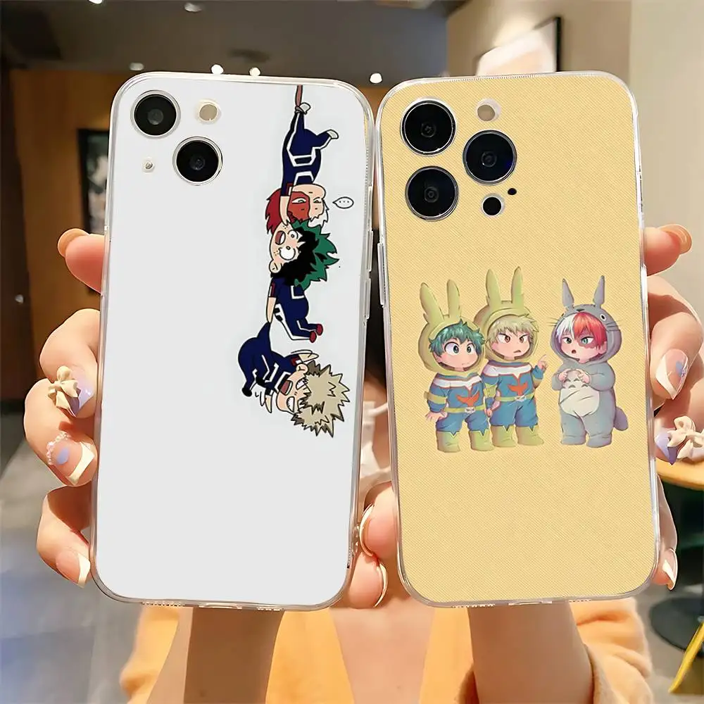 Funda de Teléfono Anime M-My Hero Academia-S Origin Trio, Funda Transparente Suave de Lujo para iPhone 17 16 15 14 13 12 11 Pro Max Mini B