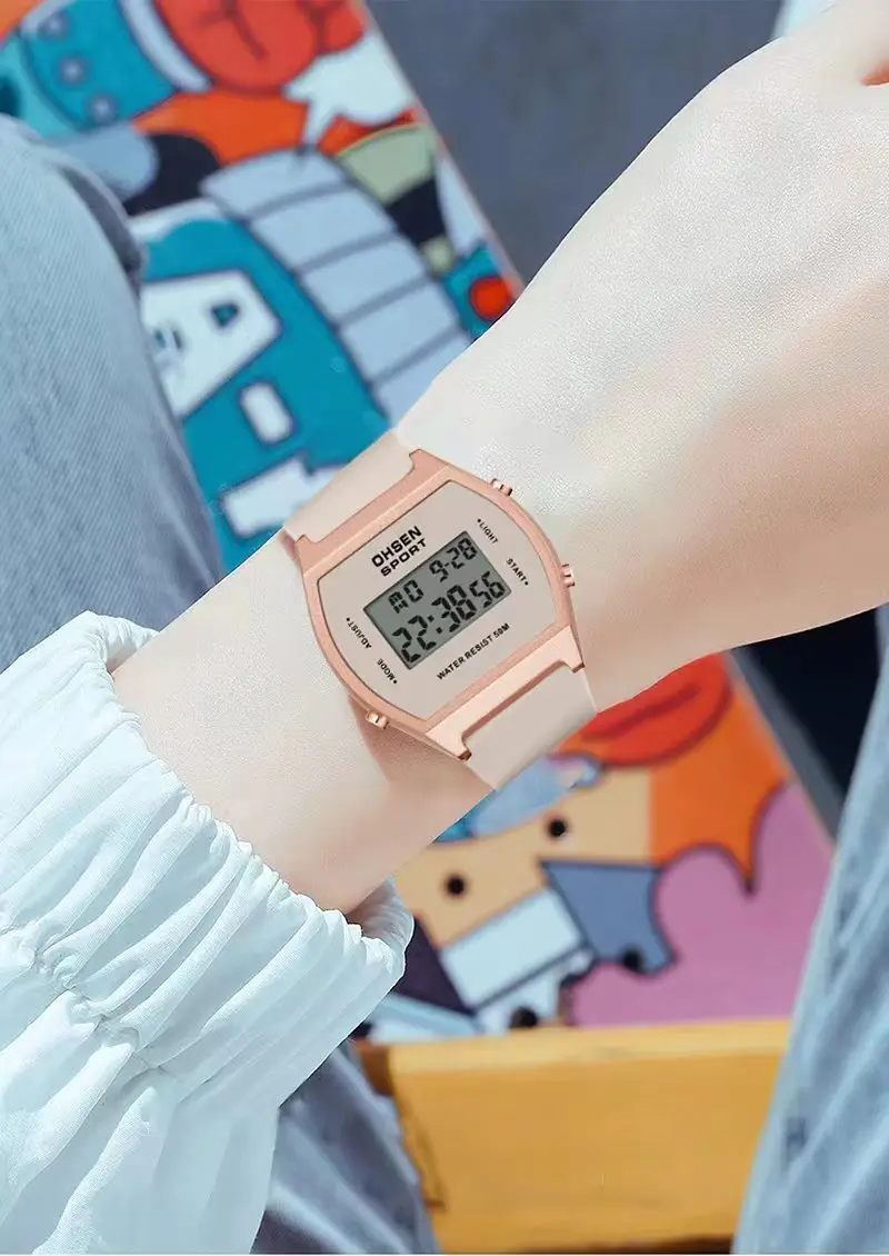 Digital Watches for Women White Fashion Waterproof Sport Watch for Girls reloj mujer Electronic ladies Wristwatch Alarm Clocks