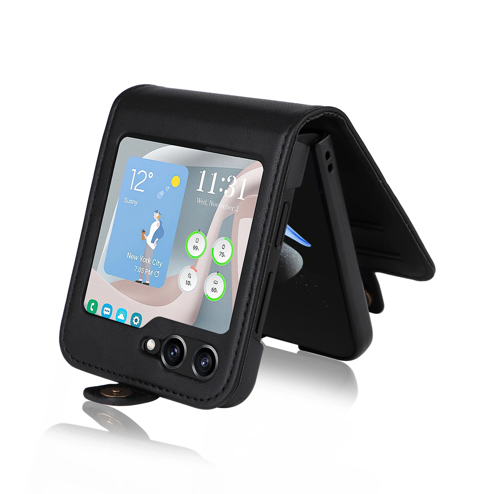 حافظة لهاتف سامسونج جالاكسي Z فولد 3 4 5 فليب 3 4 5 6 حافظة هاتف مغناطيسية فاخرة بإبزيم جانبي لتخزين البطاقات والمال