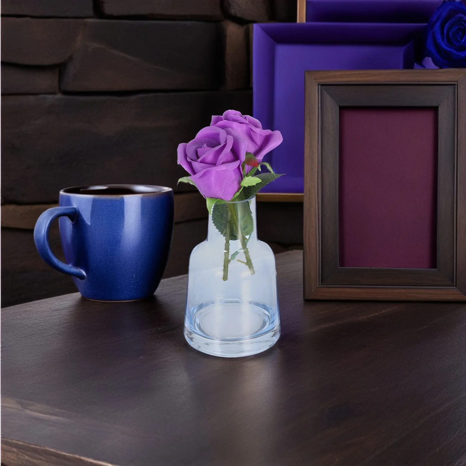 

Glass Flower Vase Bottle Brevicollis Grey Blue Creative Stylish Decorative Flower Glass Vase Home Office Desktop Decor