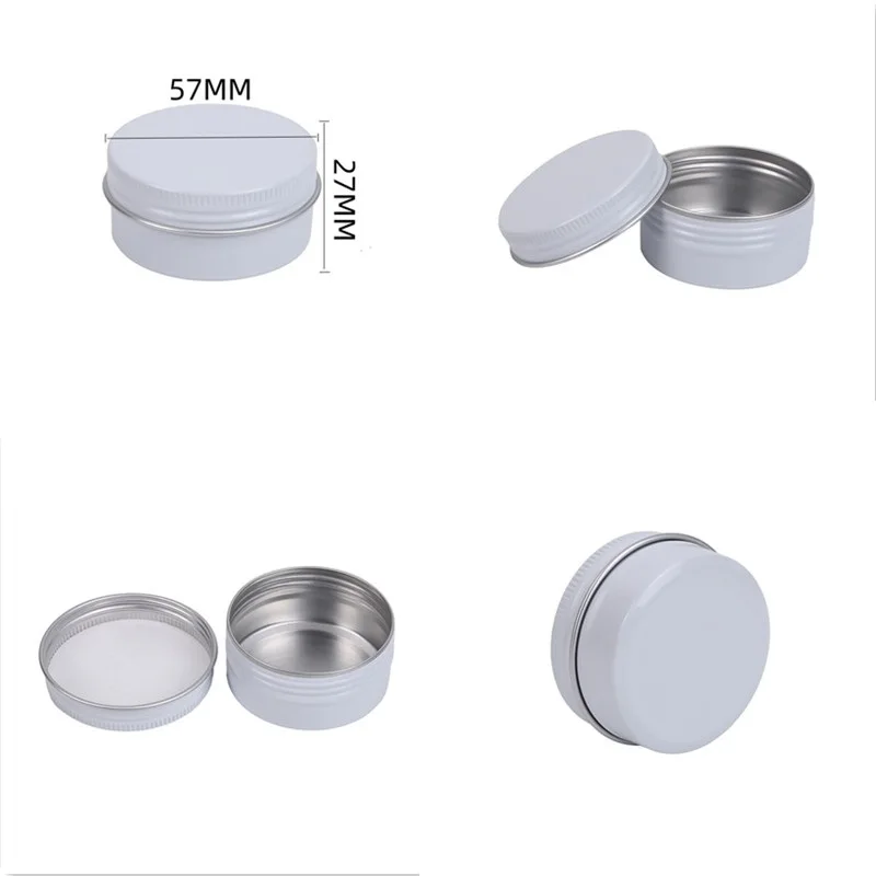 

200pcs 1.76oz Metal Round Aluminum Tins 50ml White Refillable Containers Jar with Screw Lid for Cosmetic Cream Sample Cans