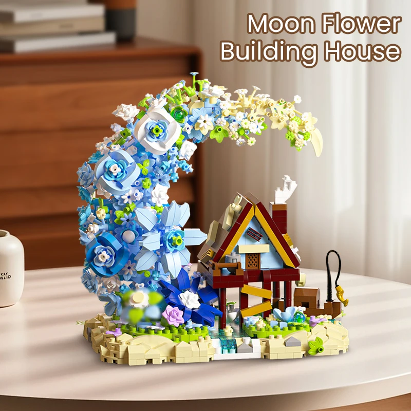 Mini Bouwstenen Sprookje Maan Houten Huis Kinderpuzzel Bakstenen Diy Montage Speelgoed Moc Plastic Model Creatief Cadeau
