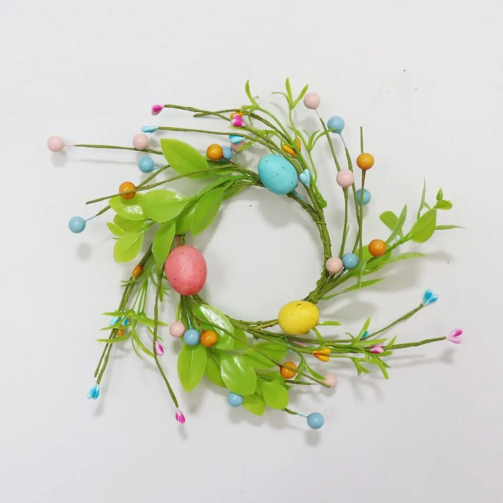 Colorful Easter Egg Flower Wreath Festival with Foam Eggs Artificial Egg Wreath Handmade Candle Ring Ornament Party Favors