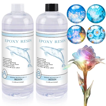 Crystal Clear Epoxy Resin Kit - No Yellowing No Bubble Art Resina Casting Resins for Art…