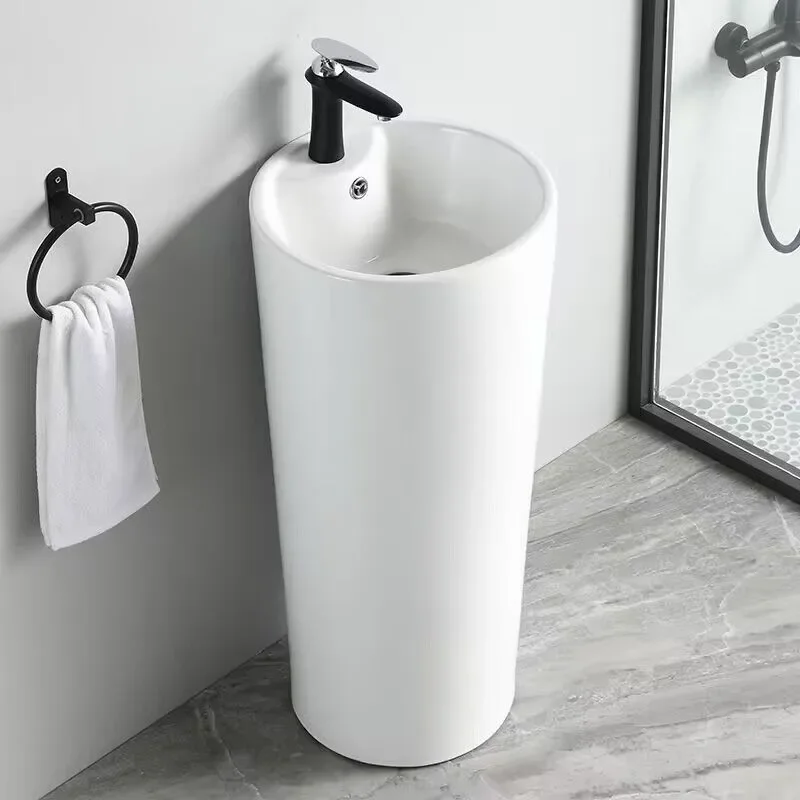 for Column Type Wash Basin Bathroom Ceramic Integrated Sink Outdoor Courtyard Small Apartment Balcony Lavatory Basin
