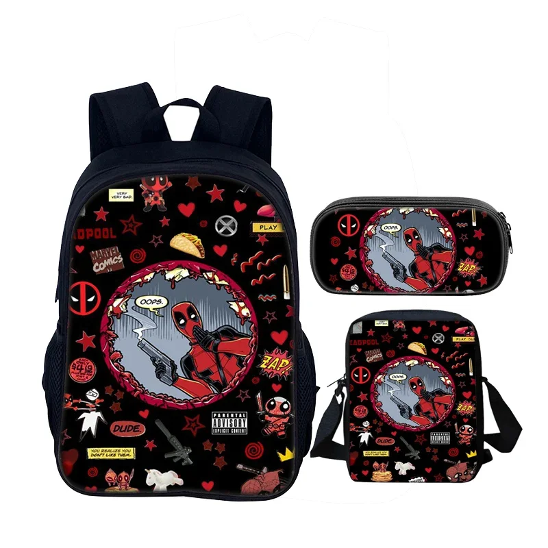 مجموعة مكونة من 4 قطع من حقيبة ظهر مدرسية للأطفال من D-Deadpools مع حقائب غداء وأكياس أقلام رصاص وحقائب مدرسية للأولاد والبنات أفضل هدية