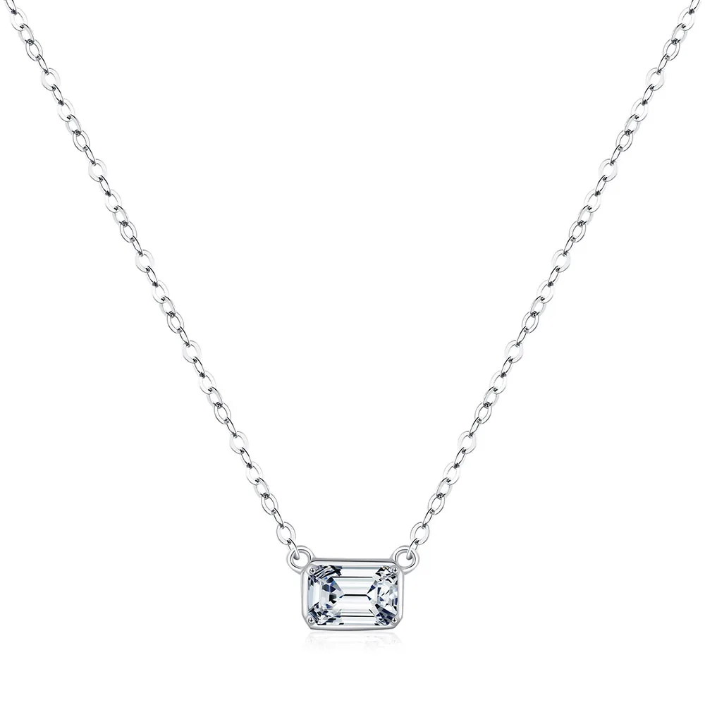 

Apexelle Luxury Jewelry 925 Sterling Silver Necklaces For Women Rectangular Zircon Pendant Necklace Fine Jewelry
