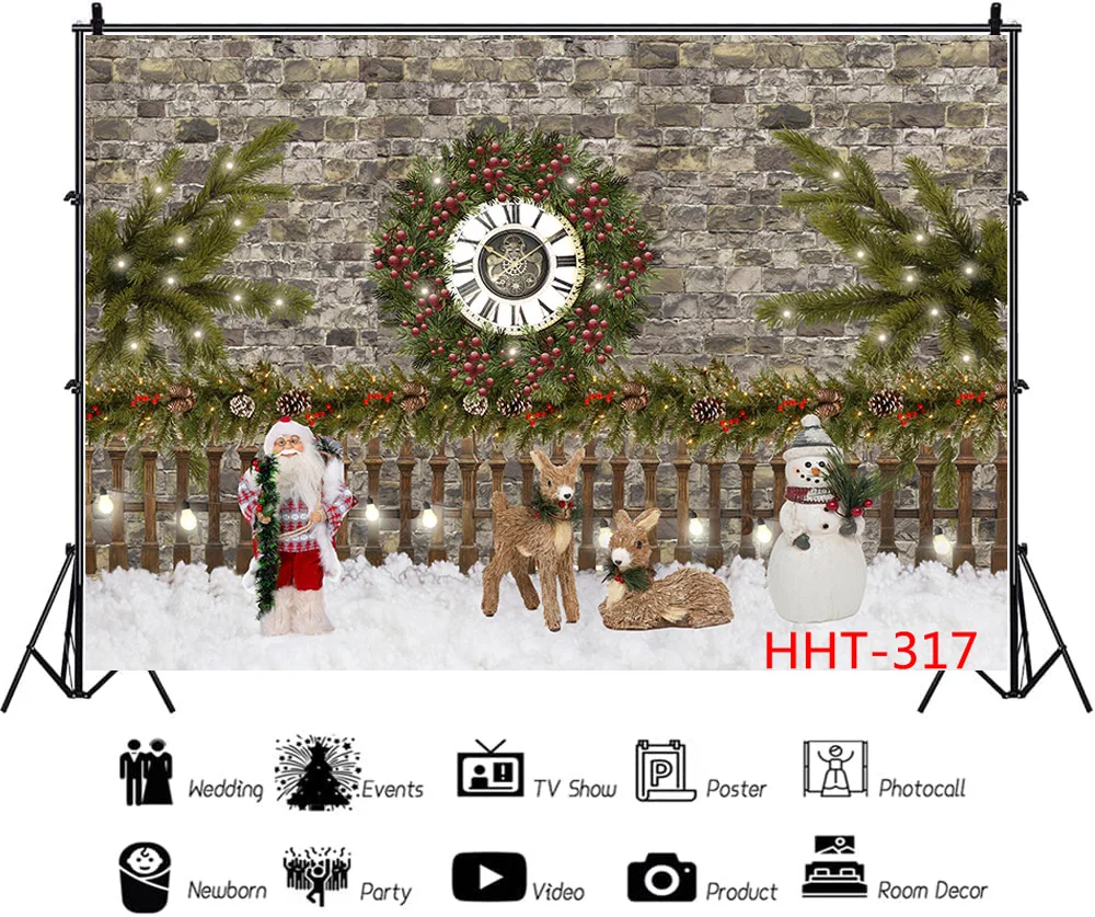 SHUOZHIKE Art Tissu Jour De Noël Photographie Décors Bonhomme De Neige Et Arbres Enrichis Forêt Guirxiété Photo Studio BackgroundFSS-114